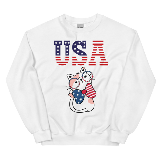 USA Kitty with Glasses Unisex Sweatshirt