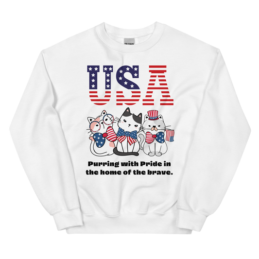 Three USA Kitties Purring Unisex Sweatshirt