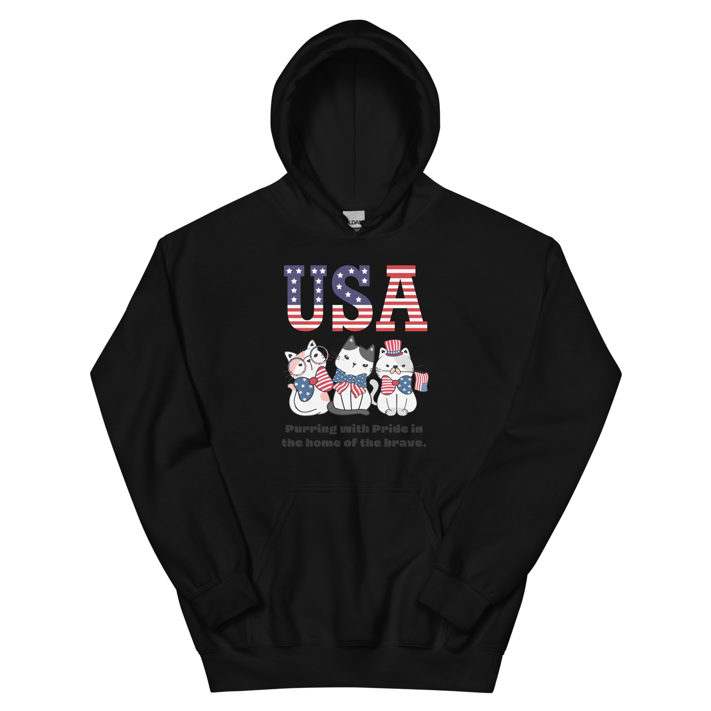 Three USA Kitties Purring Unisex Hoodie