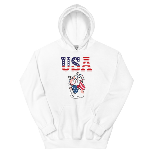 USA Kitty with Glasses Unisex Hoodie