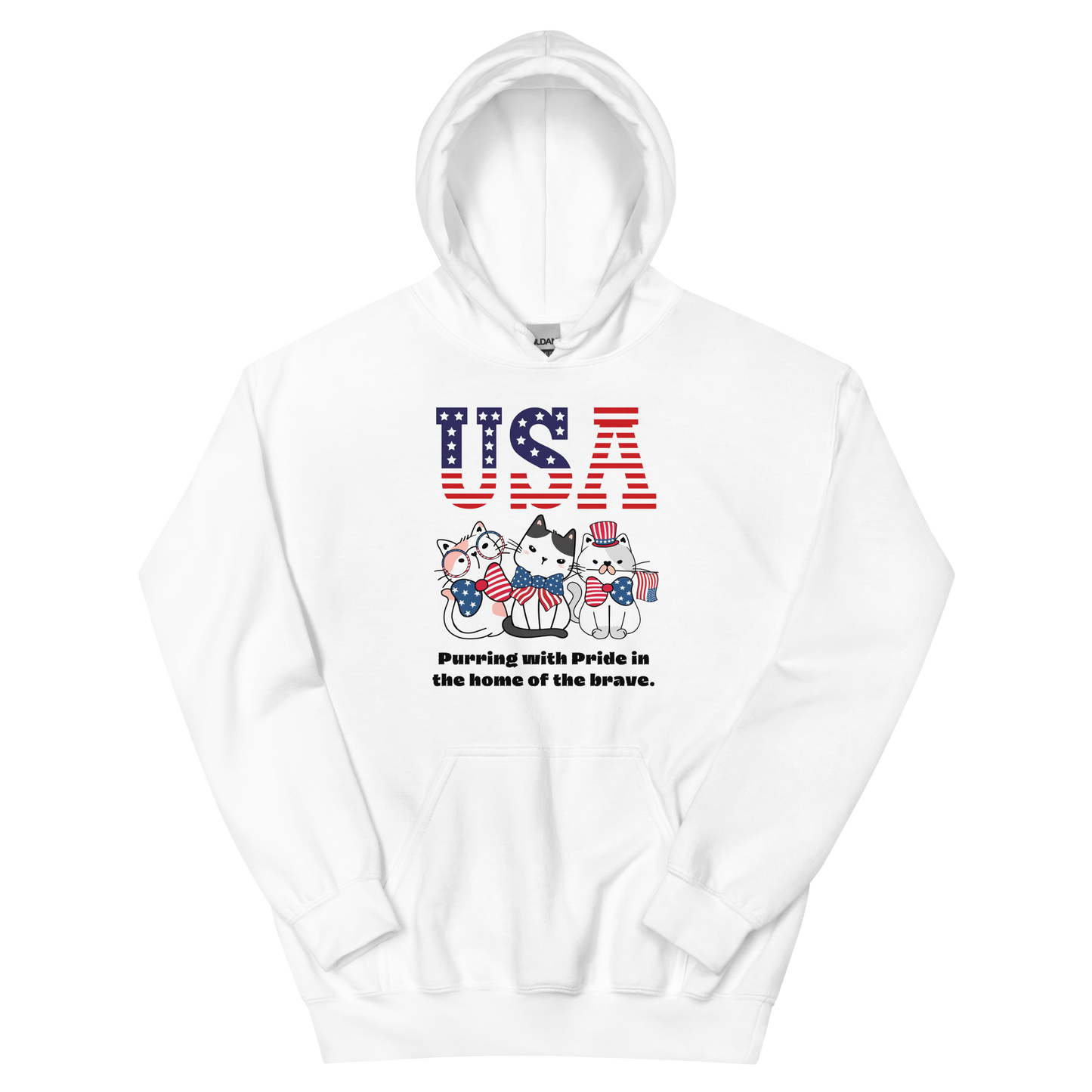 Three USA Kitties Purring Unisex Hoodie