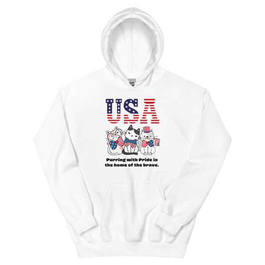 Three USA Kitties Purring Unisex Hoodie