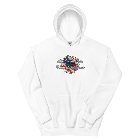 Flower Land of Free Home of Brave Unisex Hoodie