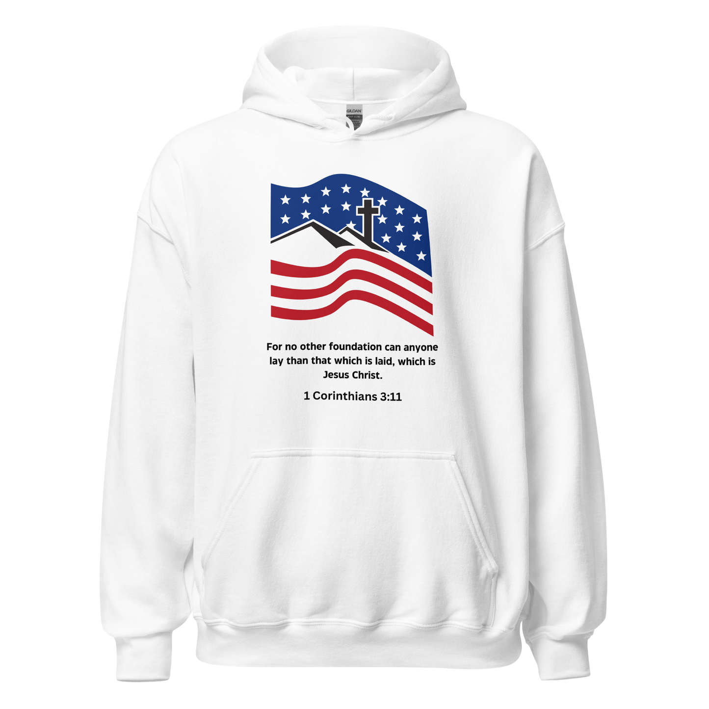 American USA Flag 1 Corinthians 3 11 Unisex Hoodie