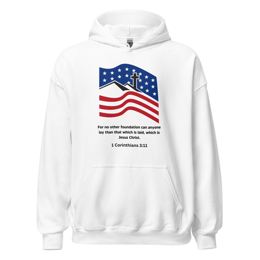 American USA Flag 1 Corinthians 3 11 Unisex Hoodie