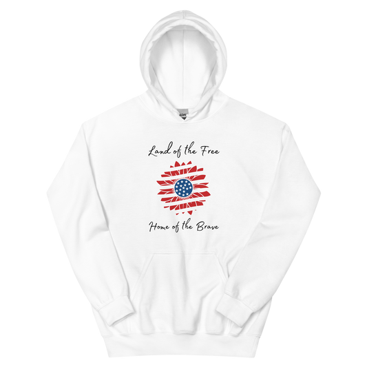 Flower Land of Free Home of Brave Unisex Hoodie