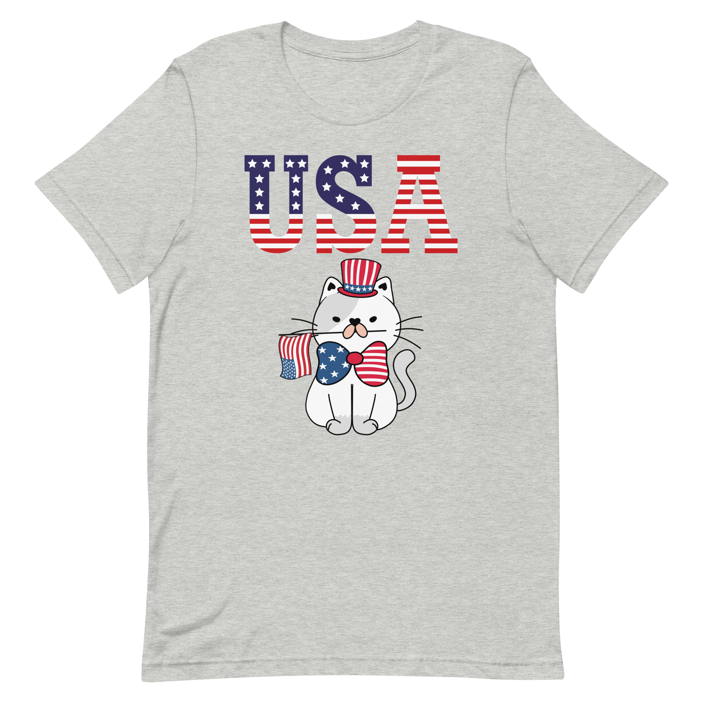 USA Kitty with Hat & Flag Unisex t-shirt