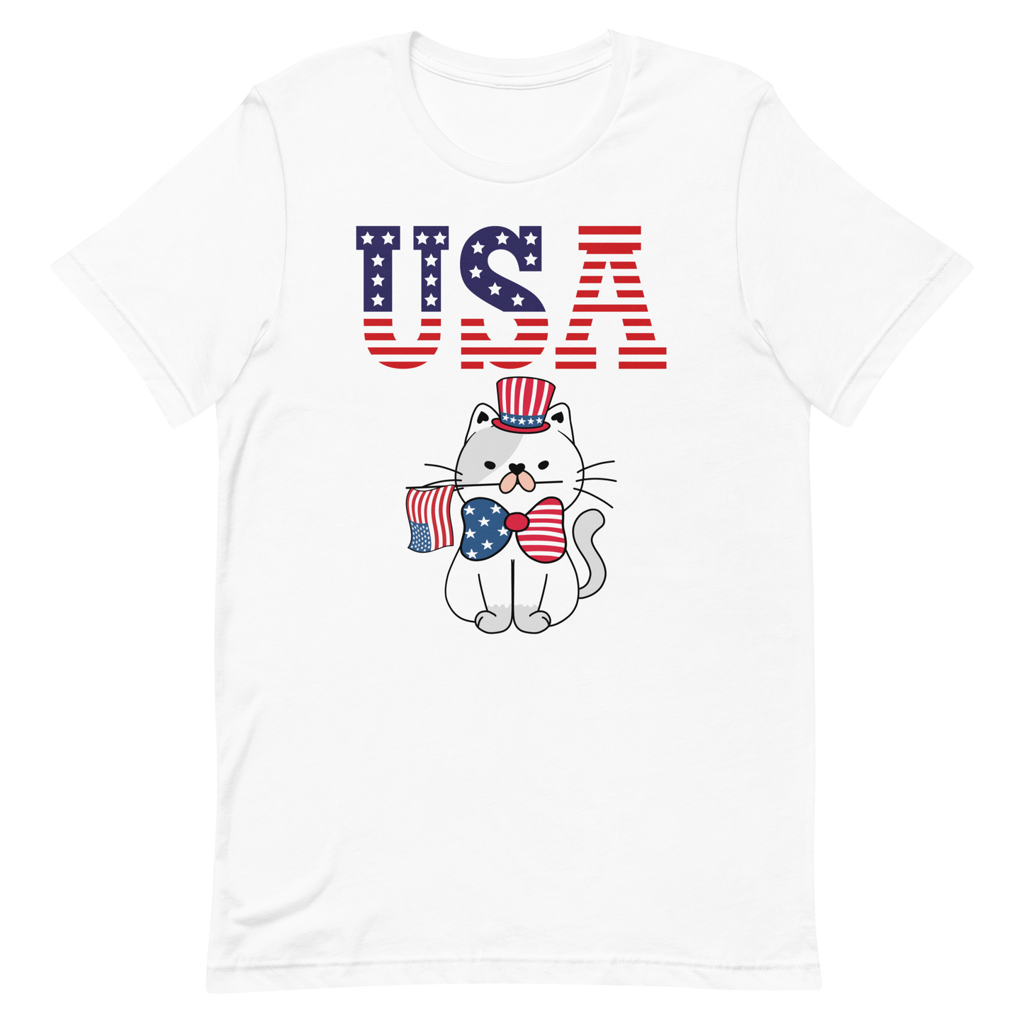 USA Kitty with Hat & Flag Unisex t-shirt