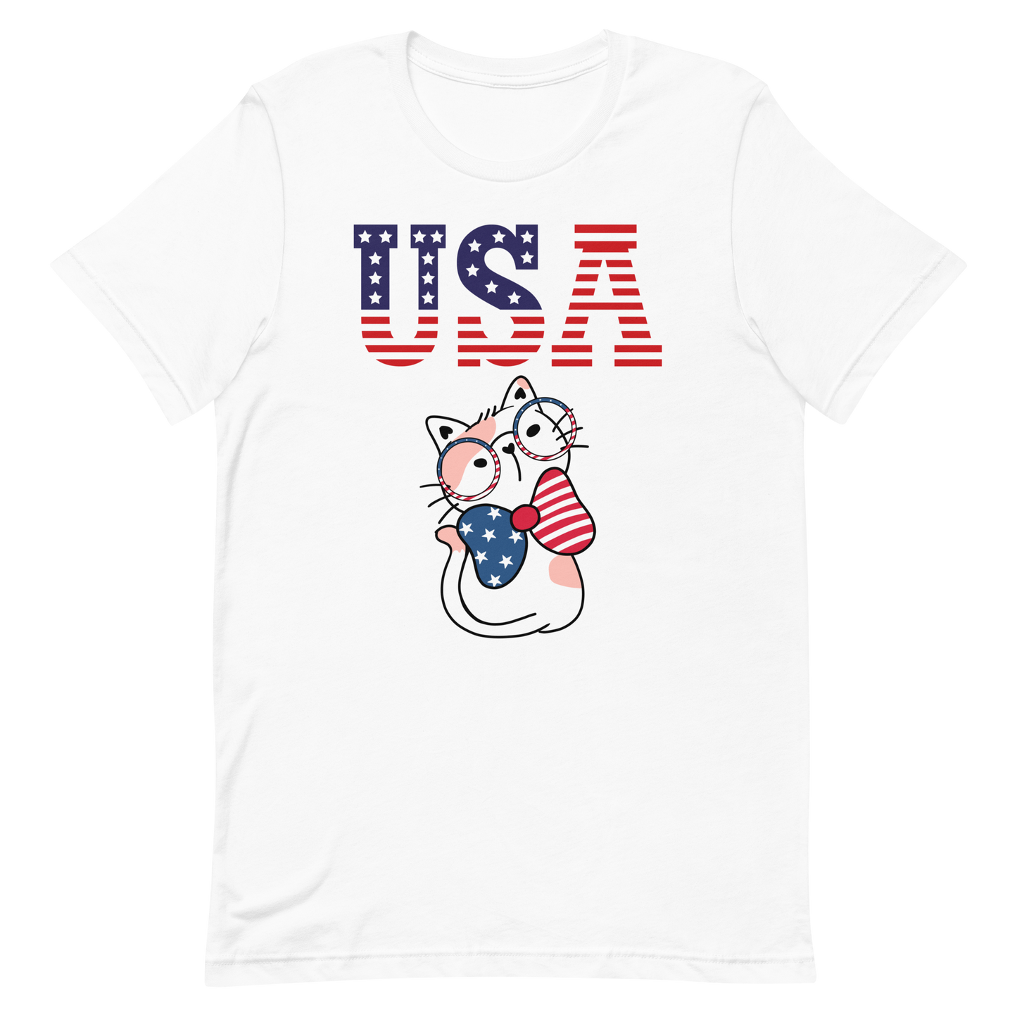 USA Kitty with Glasses Unisex t-shirt