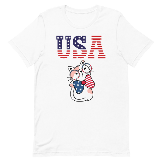 USA Kitty with Glasses Unisex t-shirt