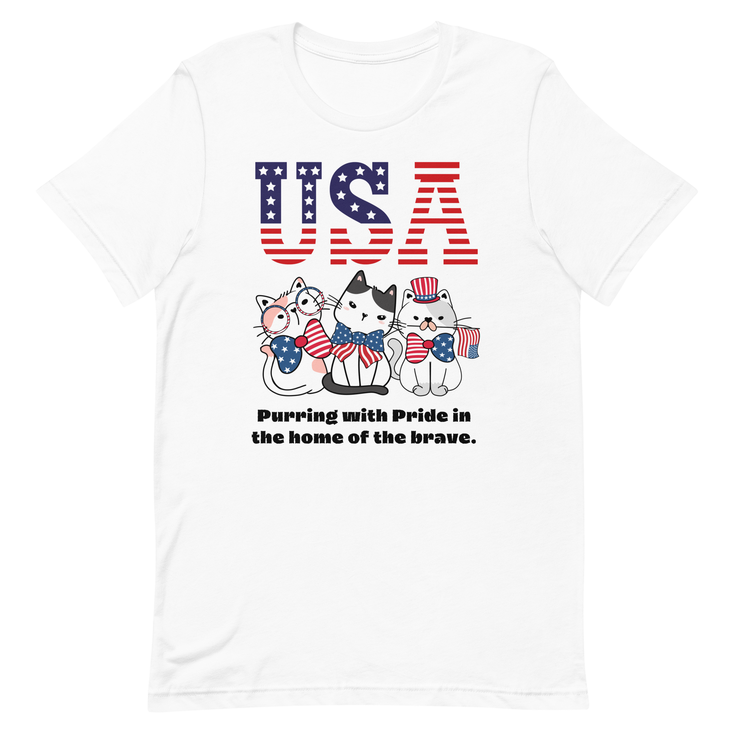 Three USA Kitties Purring Unisex t-shirt