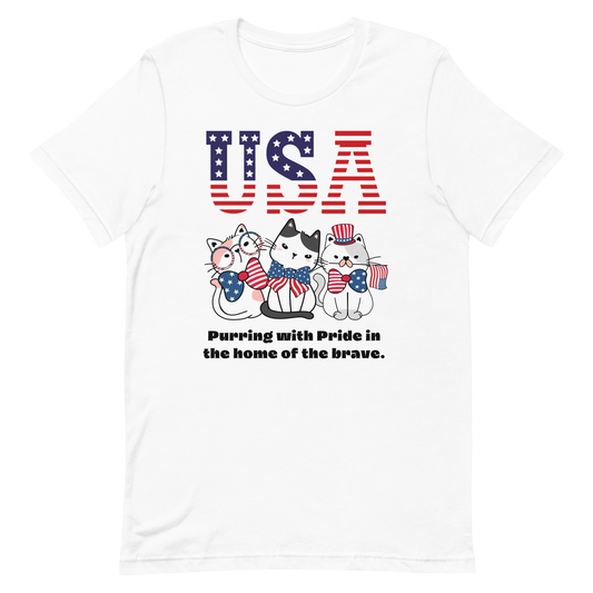 Three USA Kitties Purring Unisex t-shirt