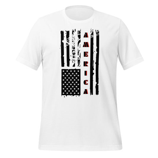 American Flag with Jesus Red Trim Unisex t-shirt